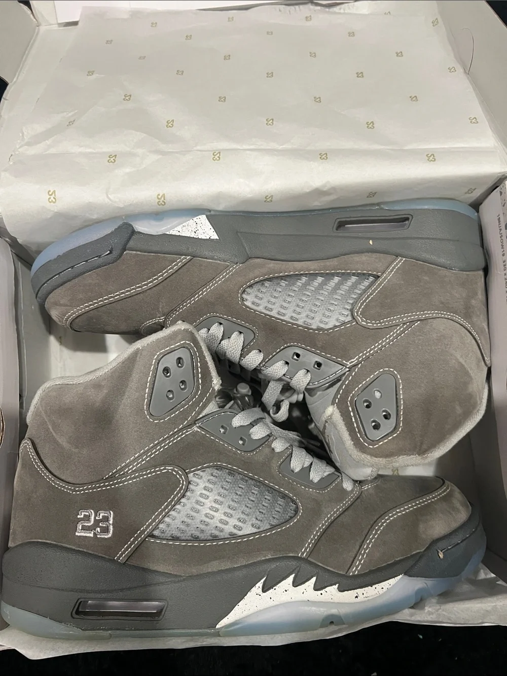 Jordan 5 wolf greys size 9.5